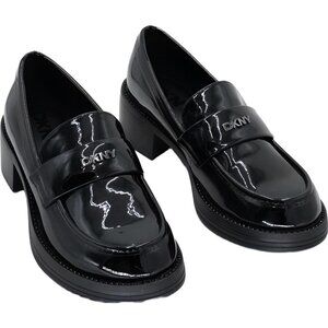 DNKY Civelli Heeled Round Toe Slip-On Loafers Black US 7 EU 37.5